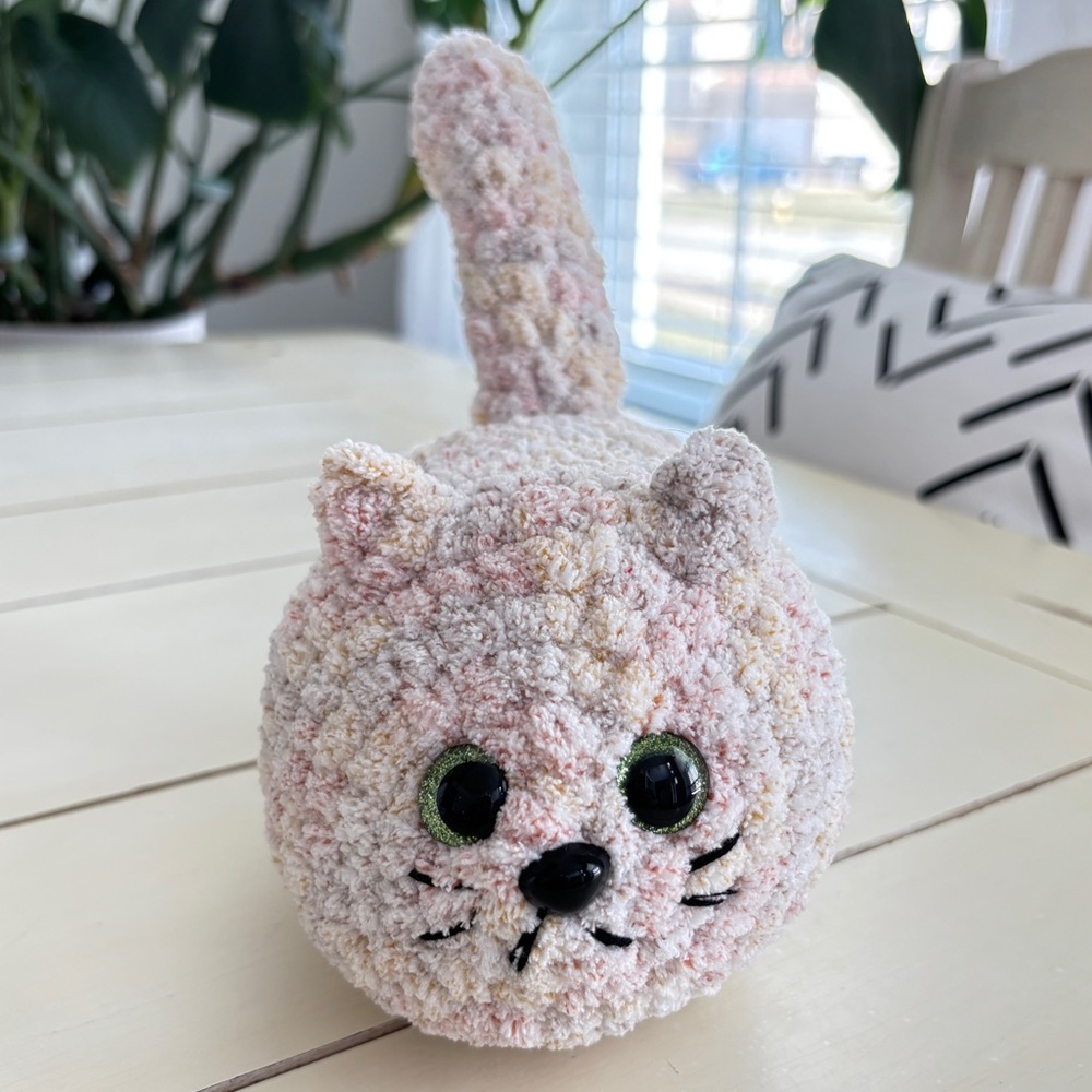 Crochet Cat Plush Yellow Tabby Handmade Amigurumi Unique Cute Loaf Cat - Picture 2 of 7